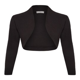 DANAEST Women's Bolero 3/4 Sleeve Elegant Short Festive Shoulder Jacket Casual Shrug (702), black