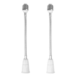 E26/E27 Light Socket Extender Adapter,40cm/16 inch Light Bulb Extension,E26 to E26 Socket Extender,Bendable Flexible Gooseneck Adjustable Extension Socket Extender Adaptor (2 Pack)
