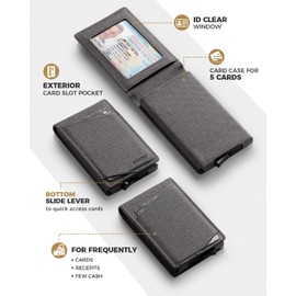 VULKIT Card Holder Slim Wallet for Men Minimalist Bifold RFID Blocking Magnetic Closure Holds 12 Cards, gray, Minimalist