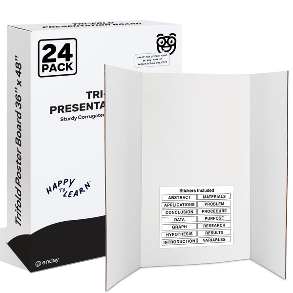 White Trifold Presentation Board 36" x 48" (Pack of 24)