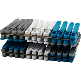 Laguelle - 36 Plastic Clothes Pegs - Blue, White and Grey - 100% Recyclable Material - Made in France - UV Protection & Anti-Pinch to Preserve Laundry