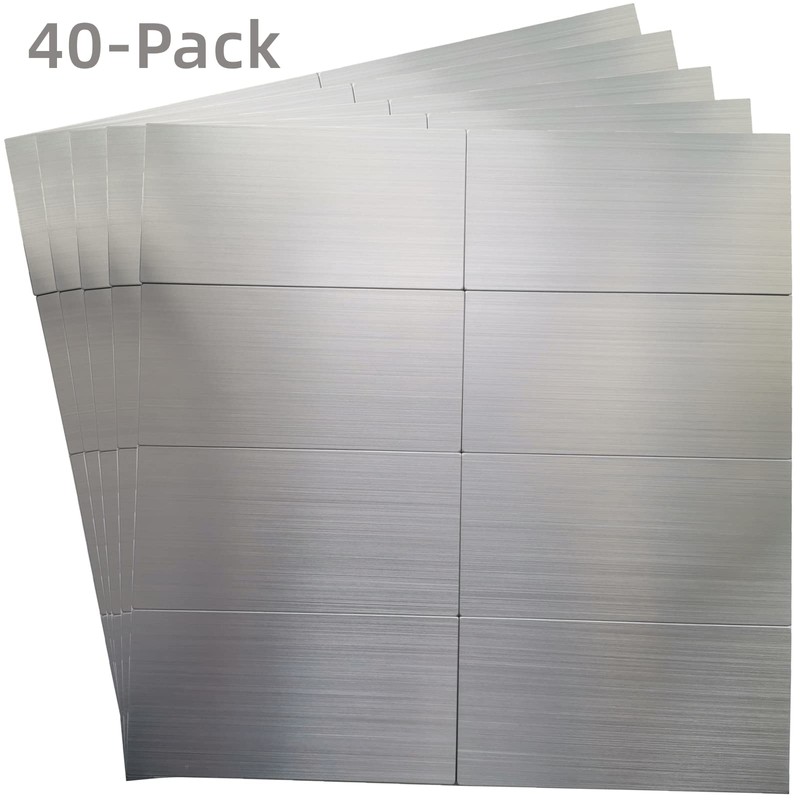 40-Pack 3"x6" Brushed Silver Aluminum Peel and Stick Tile Backsplash