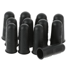 Silicone Finger Protectors, 12Pcs 3 Sizes Rubber Fingers Tips Finger Covers Thumb Finger Guard Sleeves Thimbles Cots Protectors for Hand Sewing, Hot Melt Glue, Embroidery, Cutting, Ironing (Black)