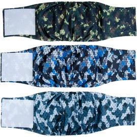 Pet Soft Dog Belly Band - 3 Packs Reusable Dog Diapers Male Dog Diapers Belly Wraps - Washable Dog Belly Bands for Male Dogs (Army, XS)