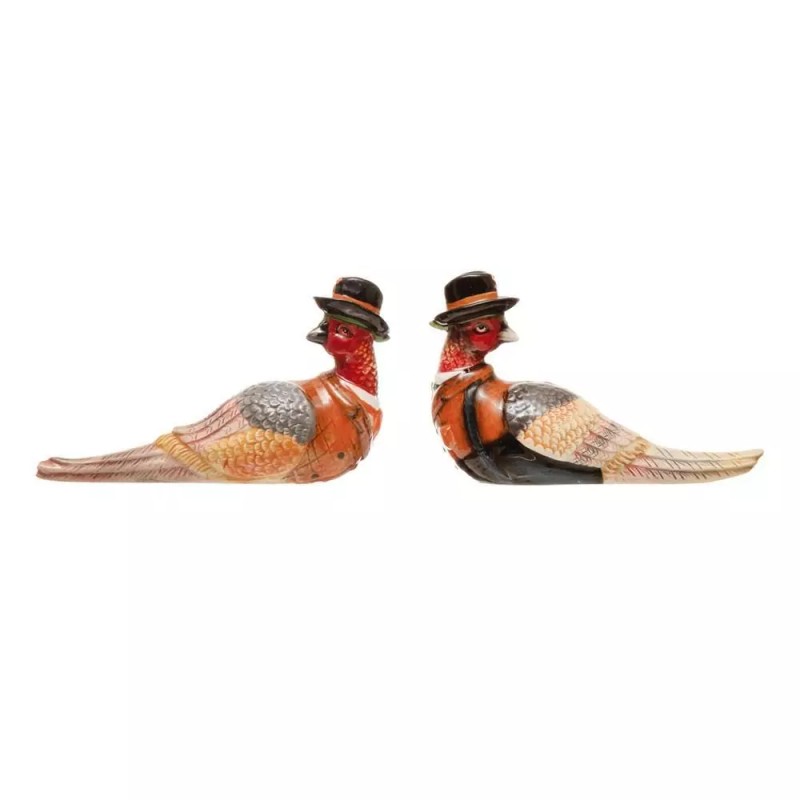 Roses and Mistletoe Thanksgiving Pilgrim Turkey Salt and Pepper Shaker