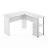 Furinno Abbott L-Shape Computer Desk with Stainless Steel Tubes Bookshelf,