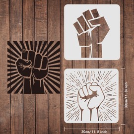 FINGERINSPIRE 3 Pieces Fists Drawing Painting Stencils Templates 30 x 30 cm Plastic Stencils Decoration Cutting Stencil for Painting on Wood, Floor, Wall, Fabric