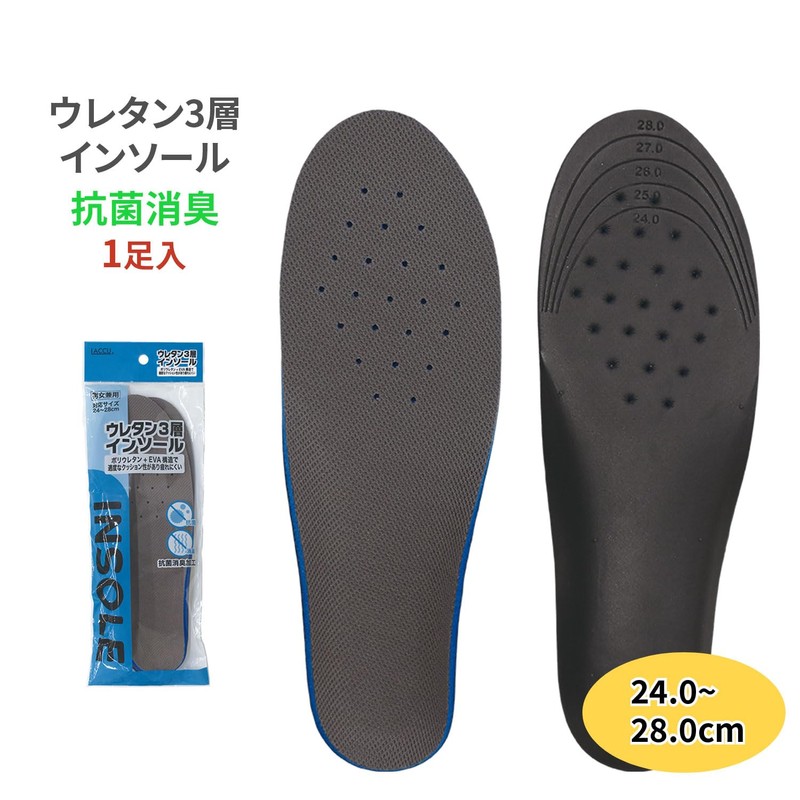 1 pair of urethane 3-layer insoles