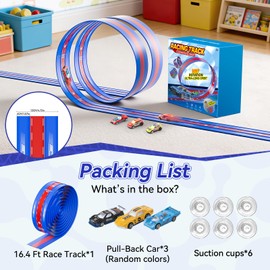 Oppvoci 3-Lane Flexible Race Track, Bendable Car Track Playset Toy