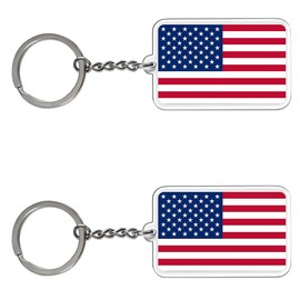 FHZJKJX 2 Pack USA American Flag Keychain US Key Ring-(USA)