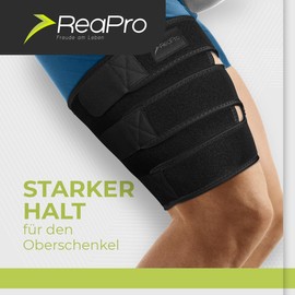 ReaPro Thigh Brace, Adjustable Thigh Support for Men and Women with 3 Velcro Fasteners, Thigh Compression Bandage Compression Cuff, Non-Slip for Left & Right