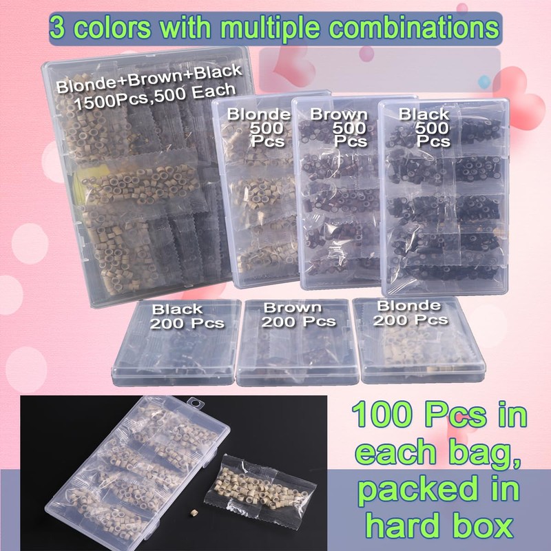 200 PCs Light Blonde Micro Ring Beads 5mm - Invisible