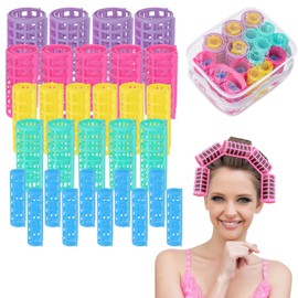30Pcs Hair Curlers Rollers Set, 5 Sizes Self Grip Hair Rollers No Hair Damaging for Long, Medium Hair, Hair Rollers for Volum, Snap on Hair Curlers for Women Hair Styling (1.5/2/2.5/3/3.5 CM)