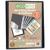eco-eco A4 65% Recycled Presentation 4 Ring Binder with 12
