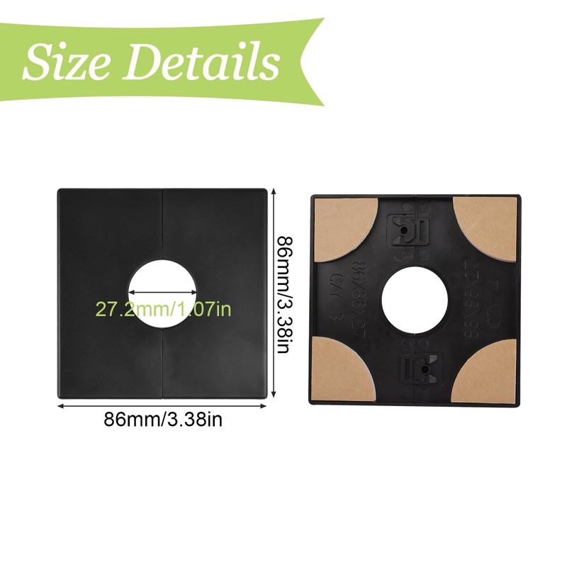 UFURMATE Pipe Wall Covers, 2Pcs ABS Plastics Square Escutcheon Plates