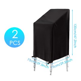Focenat Pack of 2 Garden Chair Covers, Protective Cover, Garden Furniture, Winterproof, Waterproof Covers for Chairs, 210D Oxford Fabric, Stackable Chairs Cover (75 x 75 x 120 cm)