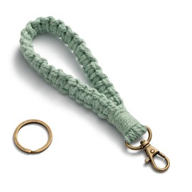 MORSUNBELA Universal Short Lanyard Macrame Lanyard Bohemian Hand Wrist Strap Lanyard Keychain,ID Card Holder,Bag Decoration,Green