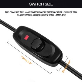 mankk Appliance Inline Cord Switch 250V AC 10A Inline Switch for Lamp 18AWG Black On Off Lamp Bulb Wall Line Button Control Switch with Red LED Indicator Light Cable Cord Plug GW320-X-BK