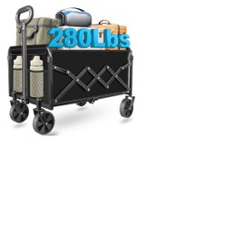 Wagons carts Foldable|Collapsible Wagon with Wheels|280lbs.Wagon cart with Wheels Foldable|Folding Wagon with Wheels for Sports,Garden,Shopping,Camping,Fishing,Travel,Black