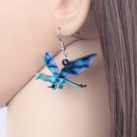 DUOWEI Acrylic Fantasy Blue West Dagon Earrings Dangle Jewellery Gifts for Women Girls, Acrylic, No Gemstone