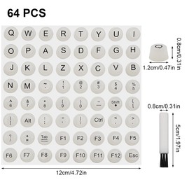 64 Pcs Raised Keyboard Stickers for Long Nails, Silicone Long Nail Keyboard Bubbles for Women, Adhesive Keyboard Cover, with Brush, Nail Art Typing Keycaps for Desktops, Cylinder, Clear