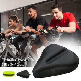 Geronmine - Funda acolchada de gel para asiento de bicicleta para mujeres y hombres, funda de cojín de asiento de bicicleta de ejercicio más cómoda, suave para girar en interiores y exteriores,