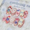 Teddy bear handmade nail tips - Coffin Egg / 테디