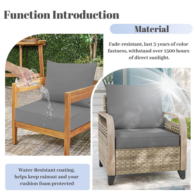 Outdoor Deep Seat Cushions Set, 24x24x4.3 inch, Fade Resistant, Waterproof