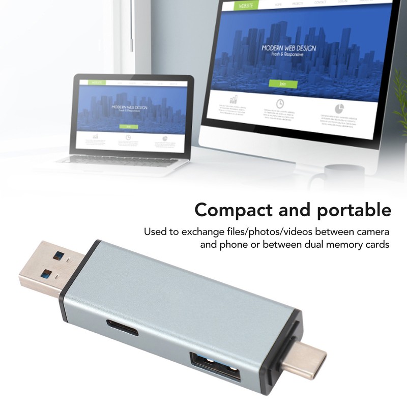 USB 3.0 Card Reader Plug and Play Dual Connector Memory
