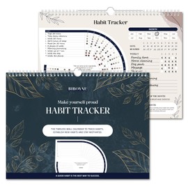 BIROYAL Inspirational Habit Tracker Calendar(12 Months), 28.5 * 21 cm Motivational Goal Journal with Spiral Binding, Daily/Weekly/Monthly Habit and Goal Tracker Board, Goal Journal for Productivity