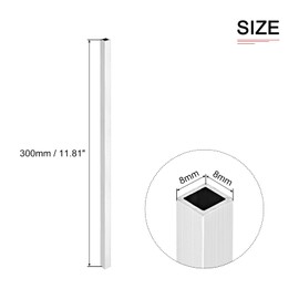 DTGN 8 mm x 8 mm x 1 mm x 300 mm (width x wall thickness x length) square tube - 6 pack - good for industrial housing construction - 6063 aluminium square hoses