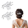 Nogeqi 2PCS Bridal Hair Comb with Crystals Rhinestone Bridal Hair