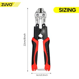 Zuvo Heavy Duty 8 inches Bolt Cutter Professional Cable Wire Cutter for Padlocks, Chains, and Metal Compact Durable Hand Tool for Precision Cutting with Ease