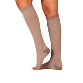 Juzo Soft Silver 20-30 mmHg Compression Stockings, Knee High, Open Toe | Compression Socks for Men/ Women for Tired, Aching or Swollen Legs, Moderate Varicosities | Beige, X-Large (V)