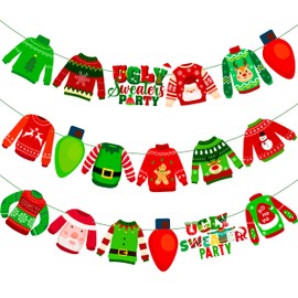 Ugly Sweater Party Banner Christmas Sweater Birthday Party Decorations Ugly Sweater Party Cutouts Christmas Party Banners for Tacky Christmas Baby Shower Supplies