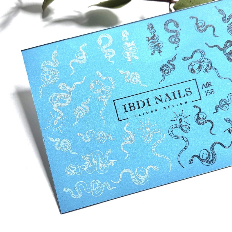 IBDI AIR 158 black and white snakes nail decals/sliders