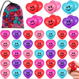 Unittype 60 Pcs Valentine Heart Smile Face Stress Balls Mini Heart Shape Foam Ball Stress Relief Balls for Valentine Party Favors Gift Fillers Carnival Reward Supplies (Multi Colors)