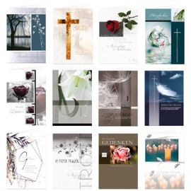 Set of 12 Sympathy Cards Condolence Cards with Envelope, Folding Cards 17 x 12 cm