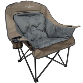Black Sierra Oversized Camping Chair for Adults, Heavy Duty Outdoor Seat with Plush Padding, Supports 400lbs, Cup Holder & Carry Bag, Comfortable Folding Chair for Tailgating, Patio, & Sideline Events