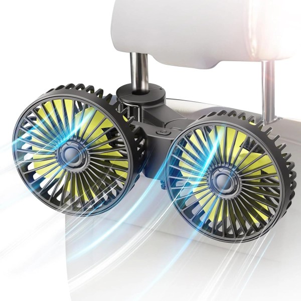 Unbranded 2-Head Car Cooling Fan 3 Speeds Strong Wind 360°
