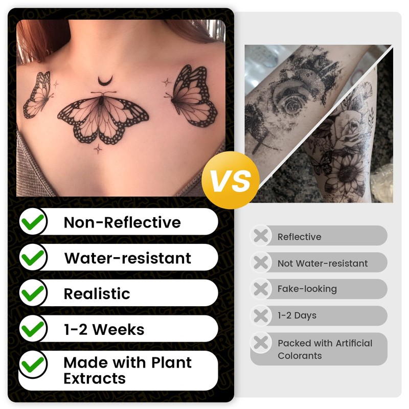 UBICA Large Semi Permanent Tattoo 2 Sheets | Lasts 2