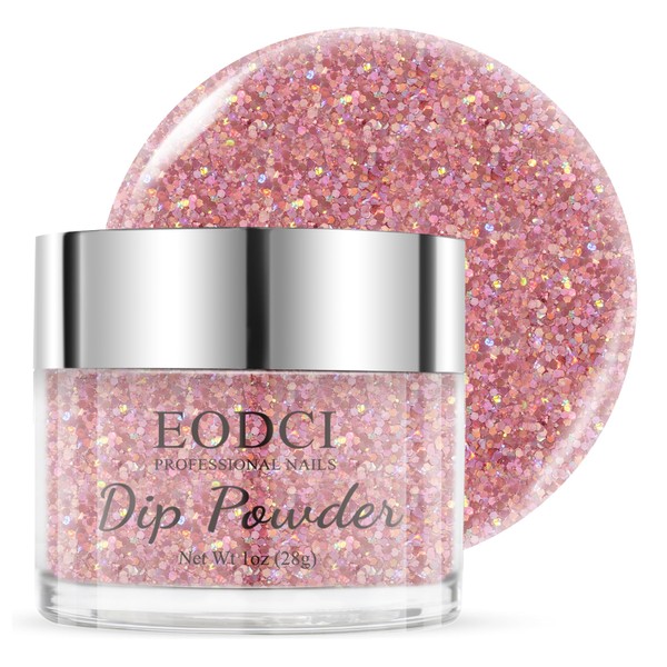 EODCI Glitter Dipping Powder Sparkle Nail Dip Powder, Rose Sequins