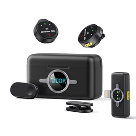 Wireless Lavalier Microphone for iPhone, Lapel Mics with Lightning Plug-Play, Mini mic with 2.4GHz Noise Cancellation, Charging Case Included, 300ft Range for Stream, Vlog, TikTok and YouTube