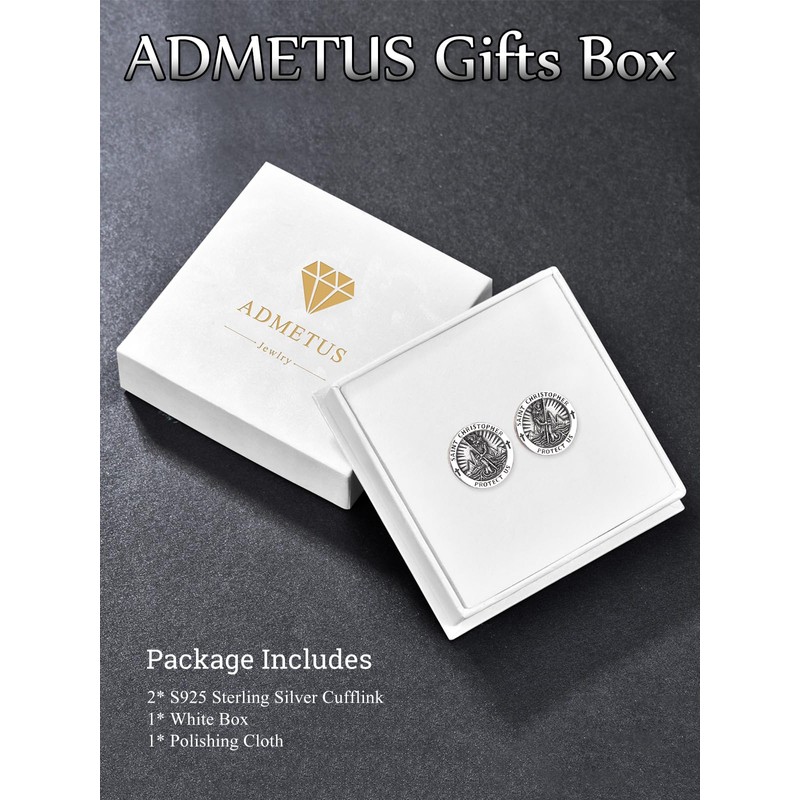 St Christopher Cufflinks for Men Sterling Silver Saint Christopher Cufflink