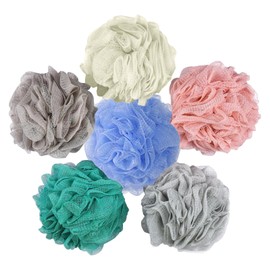 6 Pack Bath Sponge Shower Loofahs Mesh Pouf Bath Scrunchies Body Wash Puff，Luxurious Shower Loofah for Gentle Exfoliation