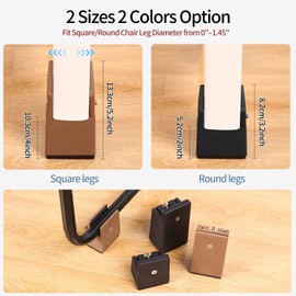 Ezprotekt Adjustable 2 Inch Chair Risers with Screw Clamp, Heavy Duty Couch Bed Furniture Risers, fit Square/Round Chair Leg Diameter from 0''–1.5'', Supports 20,000 lbs (Brown, 4 Pack)