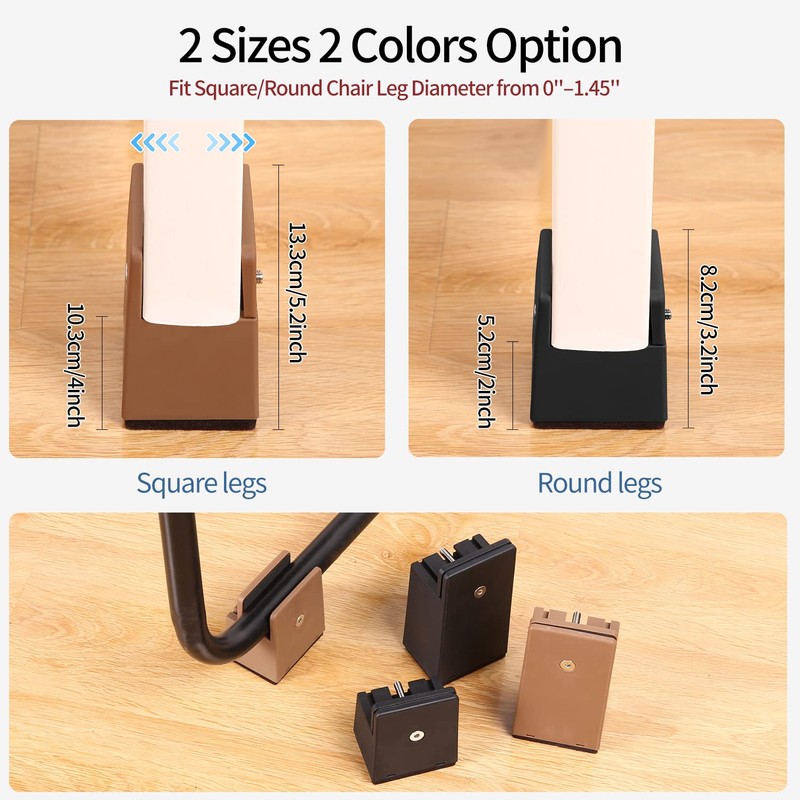 Ezprotekt Adjustable 2 Inch Chair Risers with Screw Clamp, Heavy