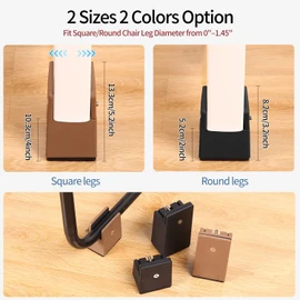 Ezprotekt Adjustable 2 Inch Chair Risers with Screw Clamp, Heavy Duty Couch Bed Furniture Risers, fit Square/Round Chair Leg Diameter from 0''–1.5'', Supports 20,000 lbs (Brown, 4 Pack)