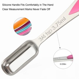 YellRin Measuring Spoons Set Stainless Steel Long Handle Stackable Teaspoon Tablespoon Set of 7 for Cooking and Baking