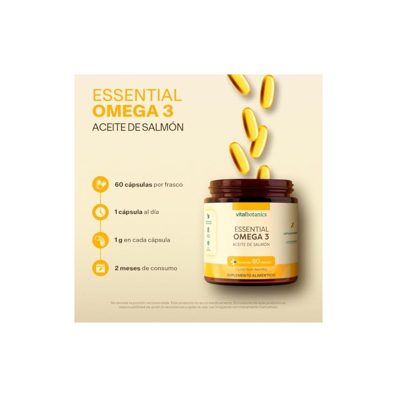 Vital Botanics Essential Omega 3 Aceite Puro de Salmón con